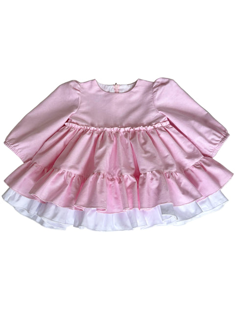 Rochie roz cu volane